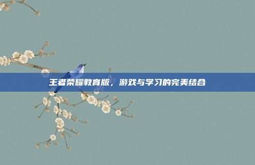 王者荣耀教育版，游戏与学习的完美结合