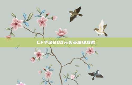 CF手游200元买英雄级攻略