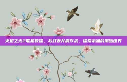 火炬之光2联机教程，与好友并肩作战，探索未知的黑暗世界