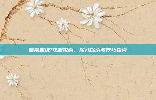 暗黑血统1攻略视频,深入探索与技巧指南