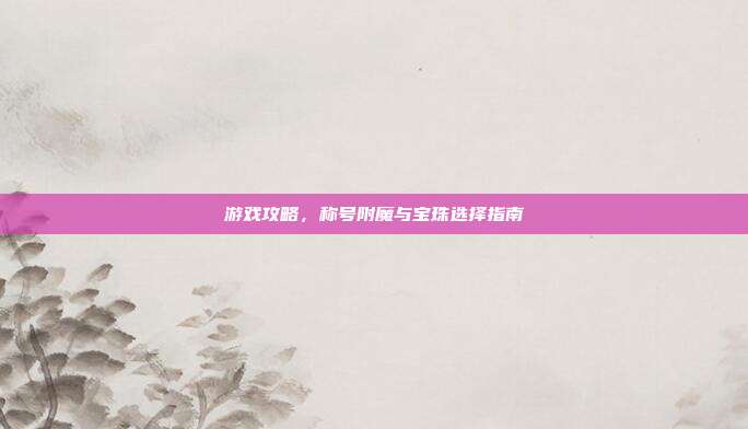 游戏攻略,称号附魔与宝珠选择指南