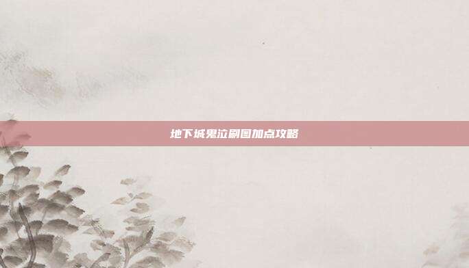 地下城鬼泣刷图加点攻略