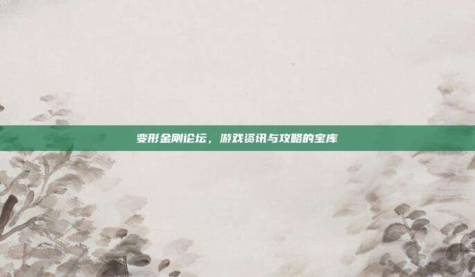 变形金刚论坛，游戏资讯与攻略的宝库