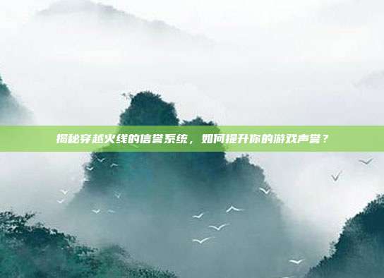 揭秘穿越火线的信誉系统,如何提升你的游戏声誉?