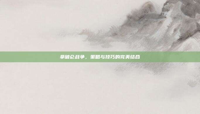 拿破仑战争，策略与技巧的完美结合