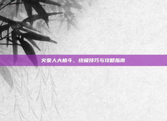 火柴人大格斗，终极技巧与攻略指南
