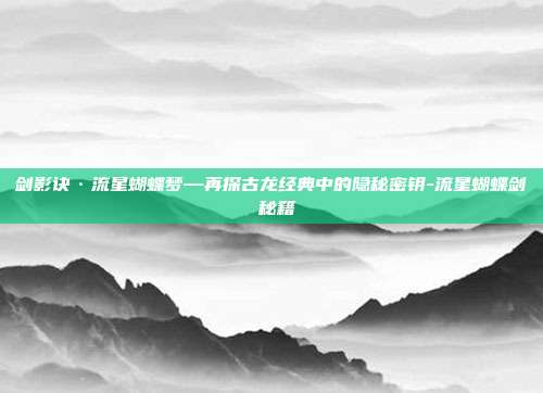 剑影诀·流星蝴蝶梦—再探古龙经典中的隐秘密钥-流星蝴蝶剑 秘籍
