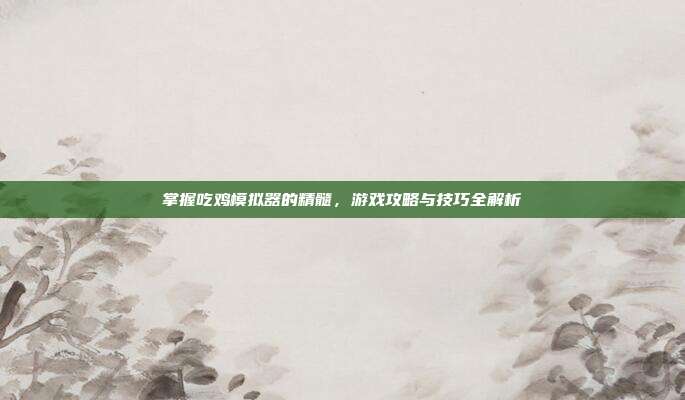 掌握吃鸡模拟器的精髓,游戏攻略与技巧全解析