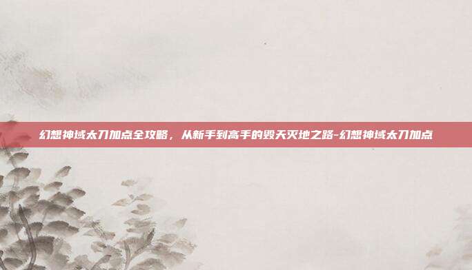 幻想神域太刀加点全攻略，从新手到高手的毁天灭地之路-幻想神域太刀加点
