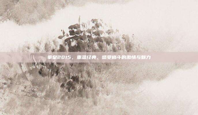 拳皇2015，重温经典，感受格斗的激情与魅力