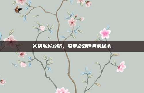 沙塔斯城攻略，探索游戏世界的秘密