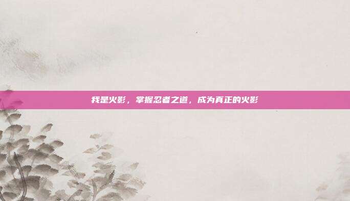 我是火影，掌握忍者之道，成为真正的火影