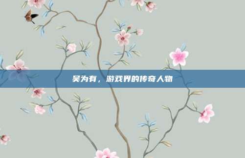 吴为有,游戏界的传奇人物
