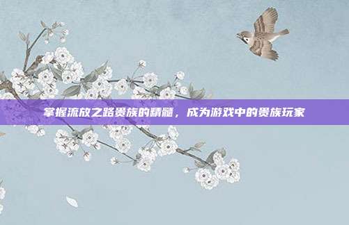 掌握流放之路贵族的精髓,成为游戏中的贵族玩家