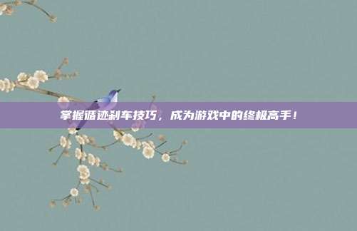 掌握循迹刹车技巧,成为游戏中的终极高手!