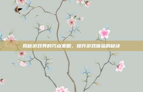 揭秘游戏界的巧点策略,提升游戏体验的秘诀