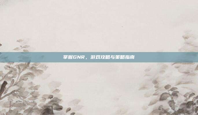 掌握GNR，游戏攻略与策略指南
