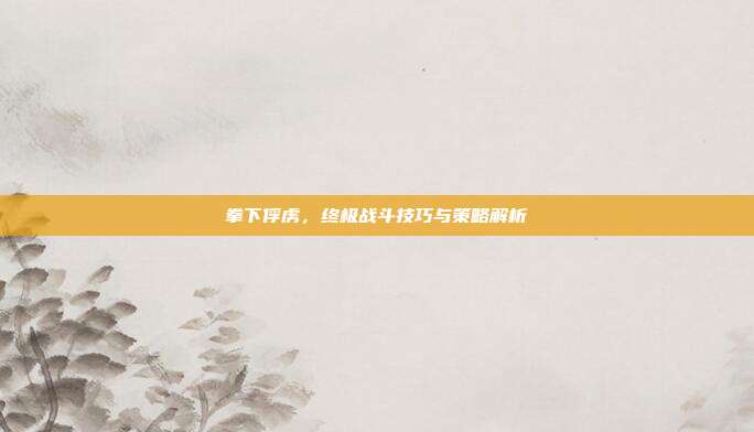 拳下俘虏,终极战斗技巧与策略解析