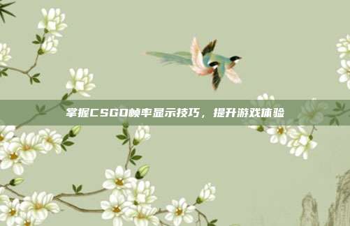 掌握CSGO帧率显示技巧,提升游戏体验