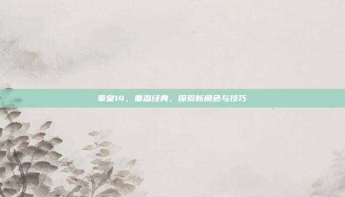 拳皇14，重温经典，探索新角色与技巧