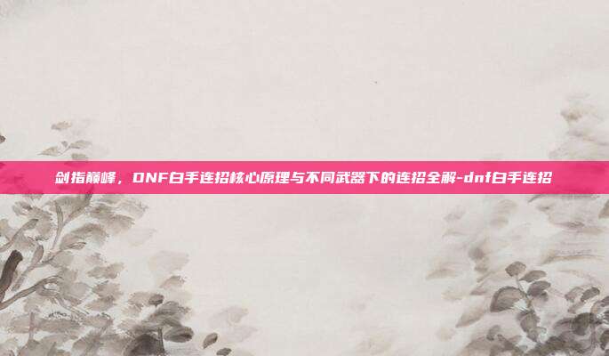 剑指巅峰,DNF白手连招核心原理与不同武器下的连招全解-dnf白手连招
